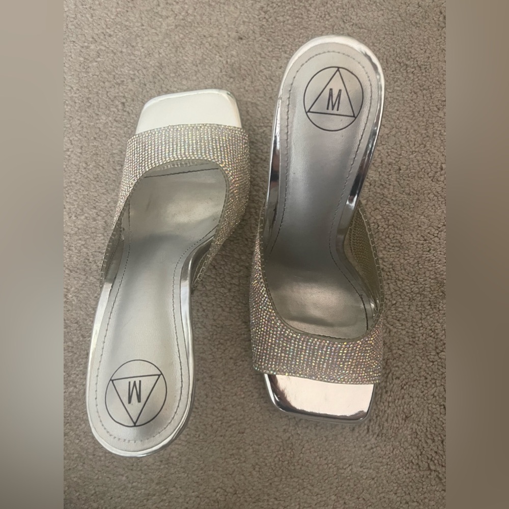 Missguided Diamanté Heeled Mule Sandals